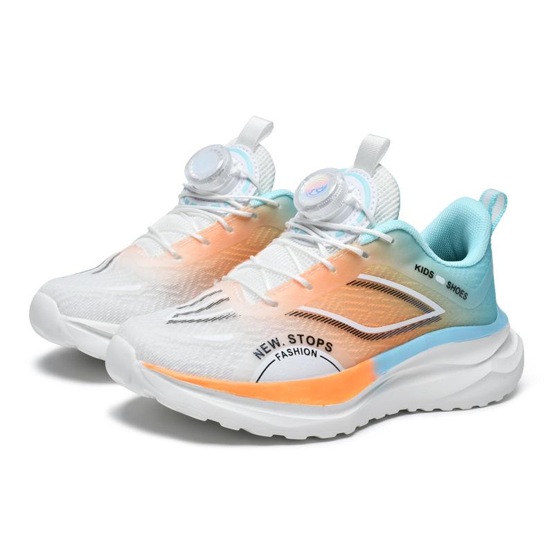 2025 New Spring and Autumn Children's Button Running Shoes Sneakers Middle and Older Children's Students Boys Breathable Mesh Non-slip Shoes
