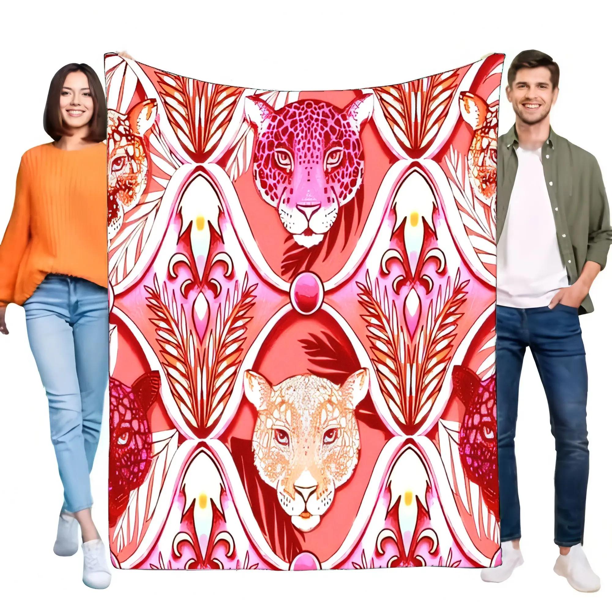 Vibrant Pink Leopard Jaguar Print Blanket Soft Flannel Fleece Throw for Bed Sofa Decor Cozy Warm Lightweight Luxury Gift 75x90cm