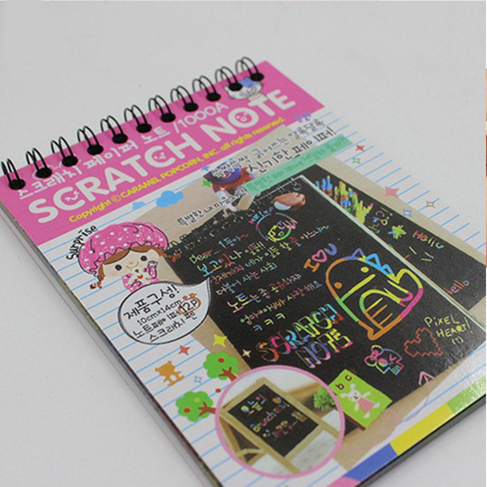 STONEGO Книга для рисования царапками Граффити DIY Мультяшная скетчбук Цветная скретч-раскраска Детский сюрприз Покрытие Волшебная книга розовый