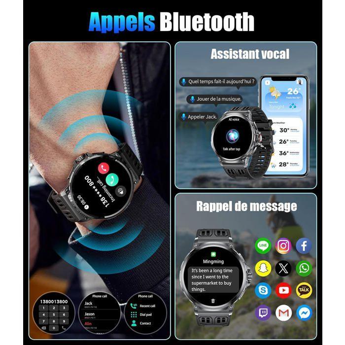 Montre Connectée Homme 1,85'' HD avec Appel Bluetooth, 800mAh, Suivi Santé, 100+ Sports, 5ATM Étanche, Android iOS