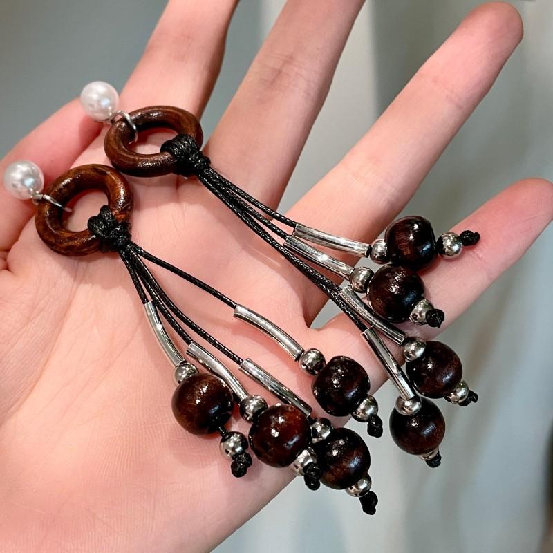 Natural tiger's eye stone series stud earrings for women Maillard exquisite retro earrings niche light luxury high-end temperament earrings