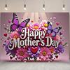 Mother's Day Backdrop with Flowers&Butterflies,Party Banner for Photography for Celebrations and Gifts,Festive Decor,Wall Hanging Decor