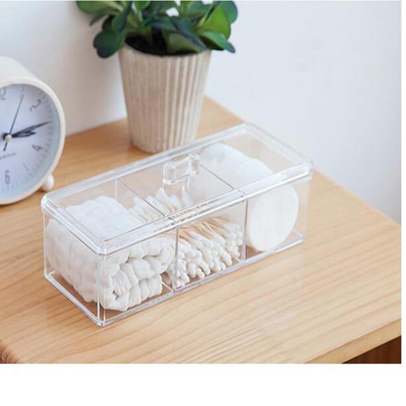

Transparent Cosmetic Storage Box Makeup Organizer Three-color Cotton Swab Cotton Pad Storage Box Desktop Acrylic Material United States