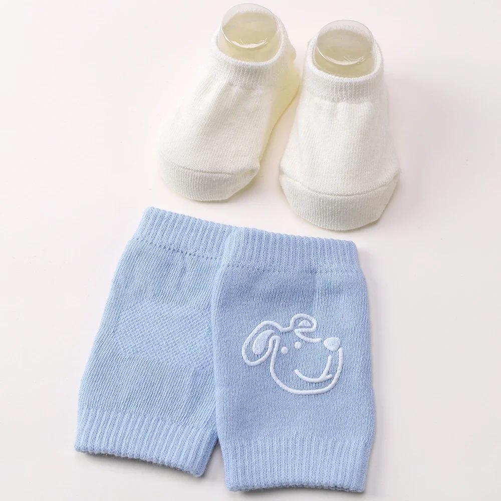 

Набор детских наколенников и носков для девочек и мальчиков, летние однотонные противоскользящие носки, защита для ног и коленей, детские безопасные носки для ползания по полу, для малышей