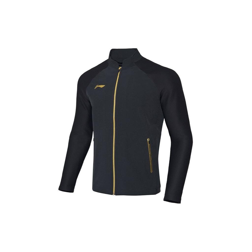 Li Ning Table Tennis Series Solid Color Logo Competition Long Sleeve Jacket Men Jackets Black AYYQ001-1