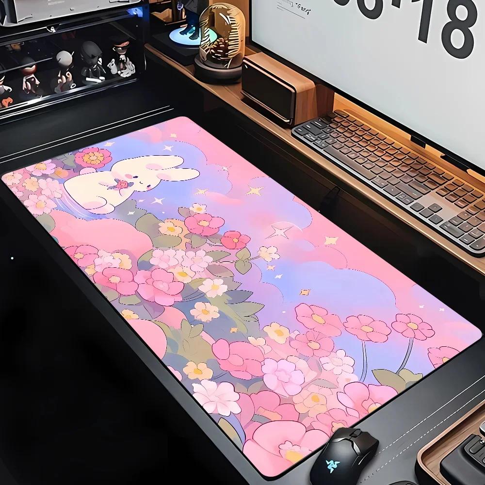 Cute Rabbits Anime Mouse Pad Large Computer Office Game Table Mats Xxl Rubber AntiSlip Gaming Keyboard Mousepads Long Desk Pads