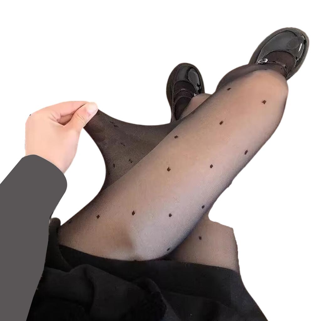 Elegant See Through Tights Stockings with Dots Patterned Aesthetic Multicolor Sheer Silk Pantyhose Hosiery for Women