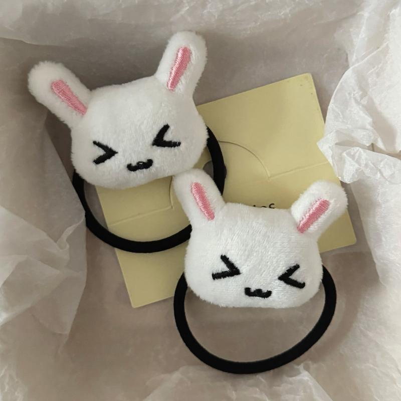 1/2Pcs Cute Plush Bunny Rabbit Hair Tie Hairband For Lolita Girls Students Ponytail Hair Rope Hair Accessories Jewelry