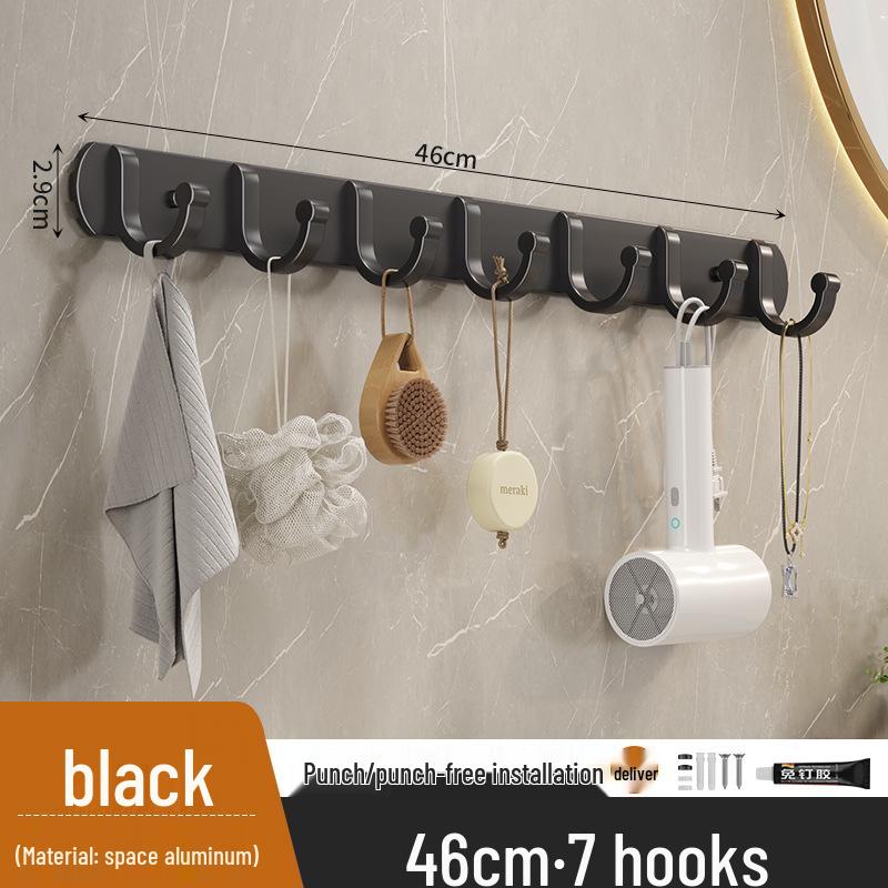 Porte-manteau mural en aluminium et étagère organisatrice avec crochets