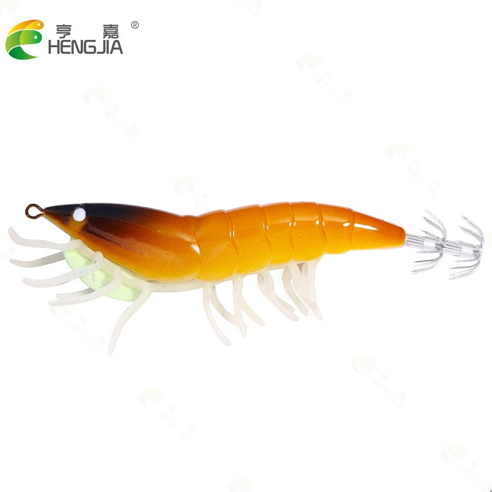 11CM22GLuminous Squid Shrimp Fake Bait Wood Shrimp Lure Bait Bionic Fishing Bait Universal for Freshwater and Saltwater