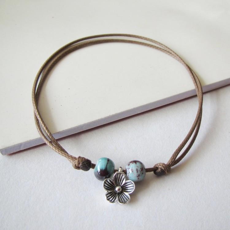 1 stücke Neue Mode Einstellbar Einfache Keramik Armbänder Fußkettchen Weibliche Original Hand-Woven Mode Fußkettchen Blatt Keramik Schmuck 41 #