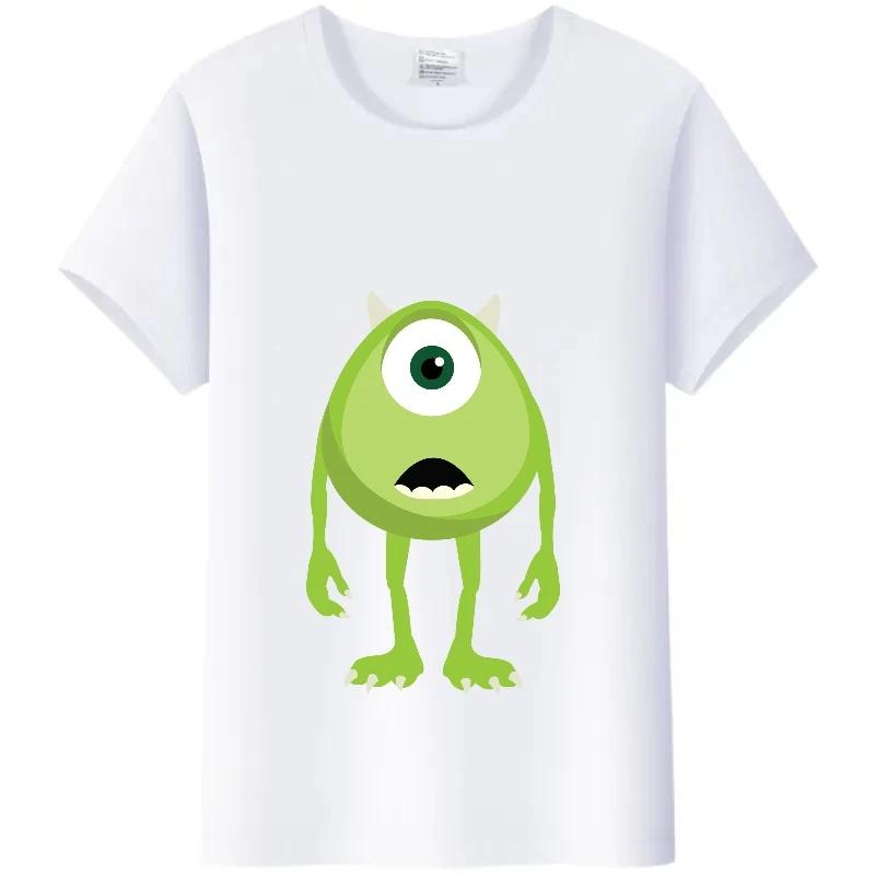 Kawaii Disney Monsters, Inc. Women T-Shirt White Female TShirt Short Sleeve Tops James -P- Sullivan Funny Mr.Q Graphic Men Tees