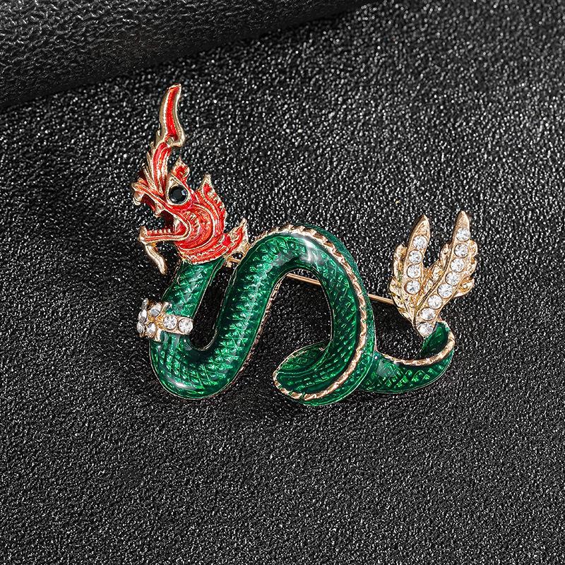 Drago Totem Tipo Drago Anno del Drago Segno Zodiacale Accessori a Goccia d'Olio Spilla Trendy