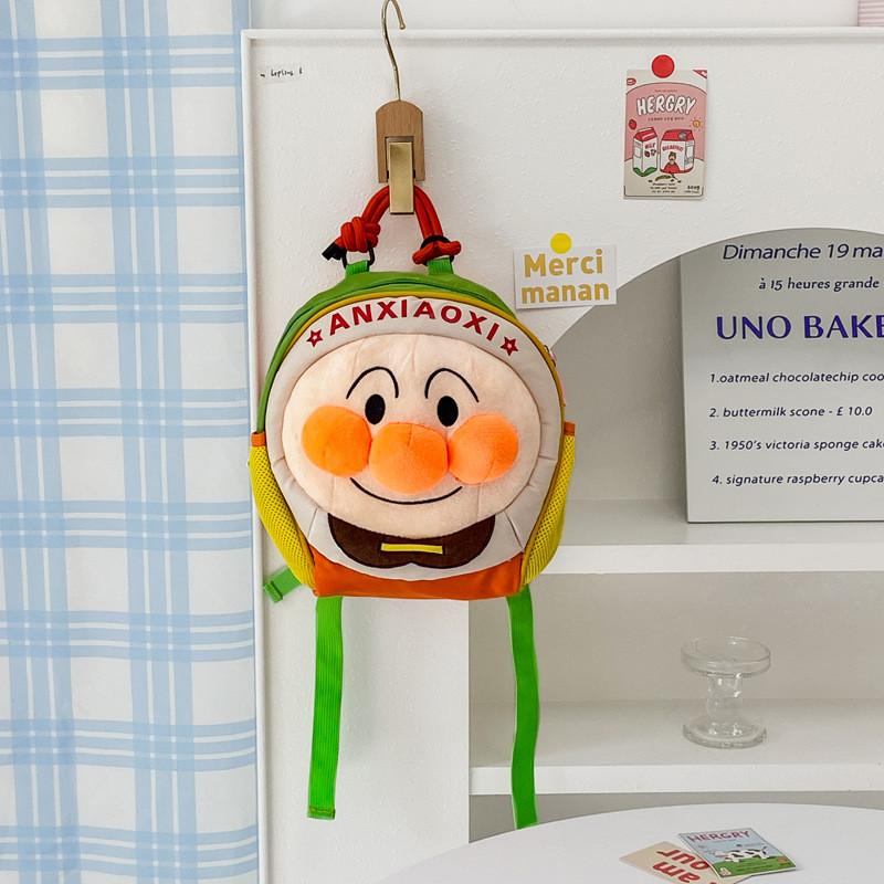 Kids Anpanman Plush Backpack With Cute Cartoon Print Schoolbag Lightweight Gift