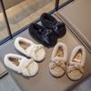 Fashion Kids Baby Girls Children Winter Plush Fur Bow-Tie Warm Cotton Designer Cute Toddler Princess Casual Loafers Dress Shoes Flats