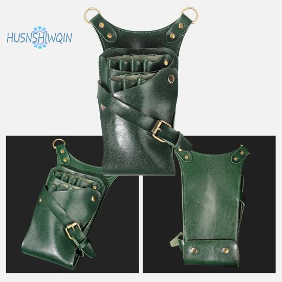 Taška na nůžky na vlasy 7 štěrbin Nastavitelný popruh Salon z umělé kůže Kadeřnictví Držák na nůžky Kadeřnictví Taška do pasu Kadeřnictví Příslušenství