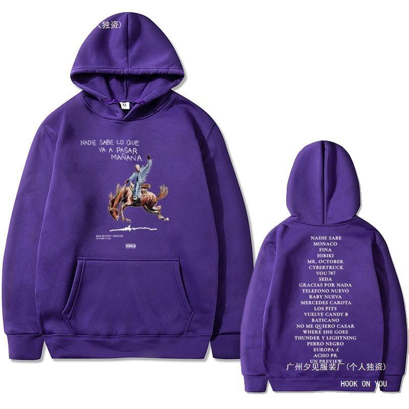 Rapper Bad Bunny Nadie Sabe Lo Que Va A Pasar Mañana Album Fabric New Street Fashion Hoodie Casual Running Sweatshirt Cyberpunk