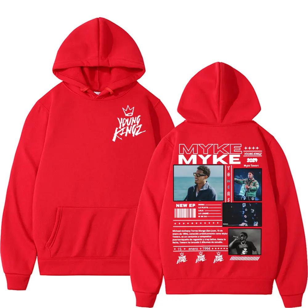 Rapper Myke Towers Men Plus Size Hoodie Hip Hop Rock Street Outdoor Casual Pop Long Sleeve Y2K Warm Fall Sweatshirt Clothing