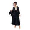 A Large-sized Color-blocking Three-dimensional Bow Dress for Women A Retro Slimming and Belt-covering Long Dress for Autumn and Winter