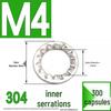 304 Stainless Steel External & Internal Tooth Lock Washer, Anti-Slip, Anti-Loosening, Size M6-M30