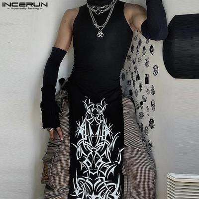 Erkek Yaz Kolluklu Yüksek Yaka Kolsuz Yırtmaçlı Uzun Atletler