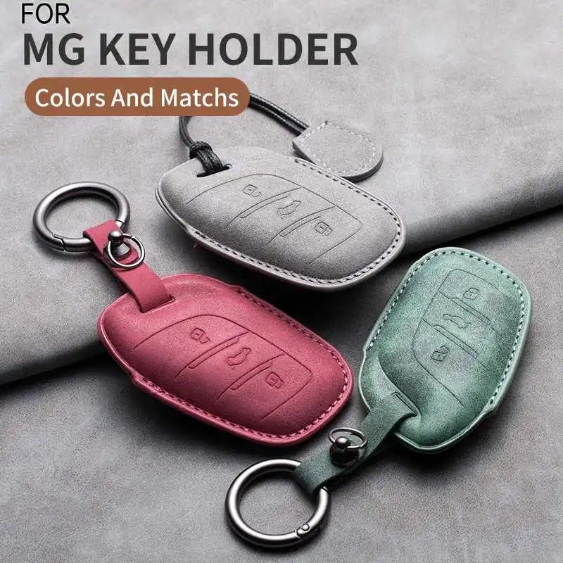 Car Remote Key Case Cover For MG 4 2023 Mg4 Ev MG HS GT ZS EV ZX MG5 MG6 3 Buttons Leather Protector Shell Holder Accessories