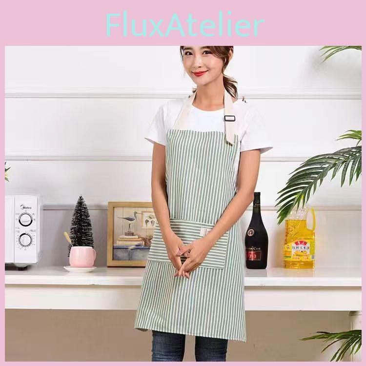 Striped Linen Cotton Apron Household Tasks Breathable Kitchens Apron Dining