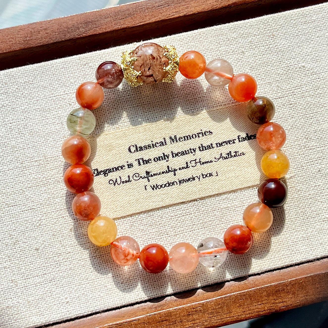 8Mm Natural High Quality Color Hair Crystal 12Mm Black Gold Super Seven Bracelet Bracelet