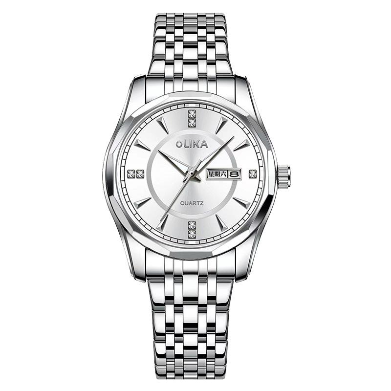 Top Brand Men's and Women's Couple's Watch Waterproof Luminous Quartz Watch Double Calendar Stainless Steel Fashion Watch