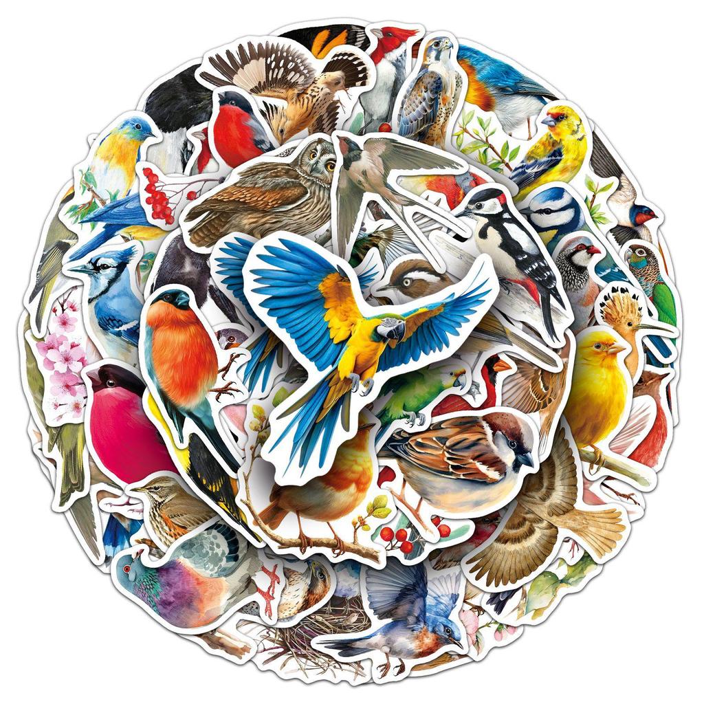 50 Cartoon Animal Bird Stickers: Waterproof, Decorative, and Cute Graffiti Decals for Phone Cases, Planners, and Resin Projects.