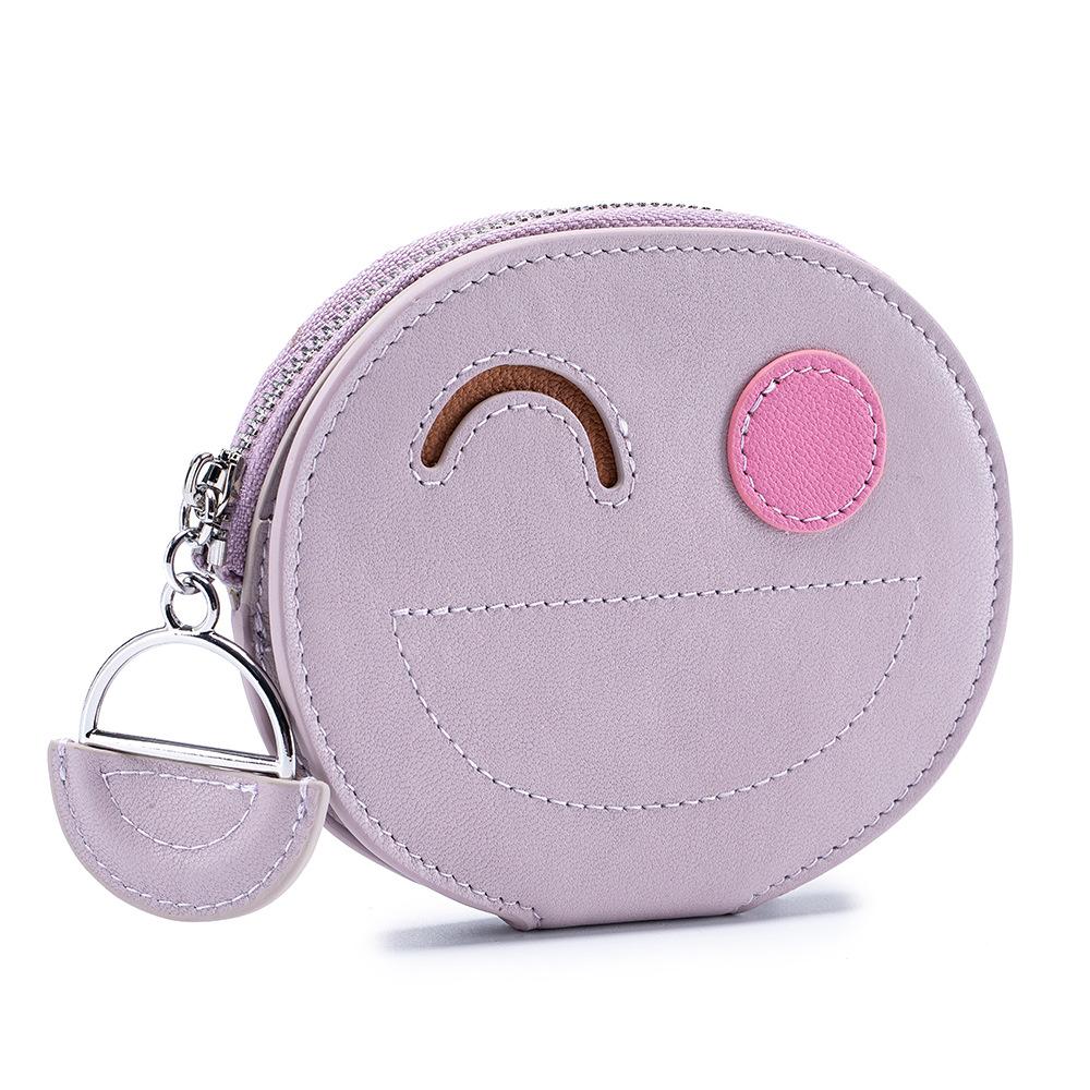 New Cute Smiley Face Change Bag Female Creative Card Bag Vegetable Tanned Cowhide Small Wallet Premium Storage Bag
