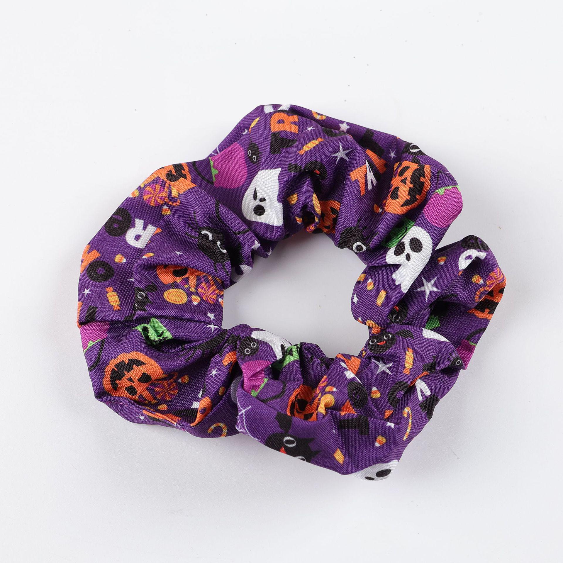 

5pcs Halloween Hair Ties: Pumpkin, Ghost, Bat Designs; Strong Elastic Ponytail Holders