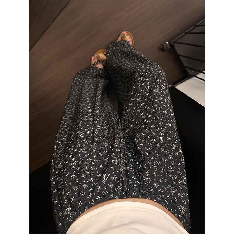 Korean sweet pastoral casual floral high-waisted pajama pants women's summer explosion straight wide-leg can be worn outside walking trousers