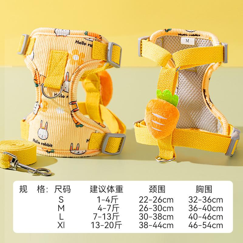 

Вельветовый трехмерный морковный тяговый поводок для маленькой собаки, домашнего питомца, для выгула собаки, поводок для выгула кошки, поводок для собаки M (recommended weight 4-3.5 kg)