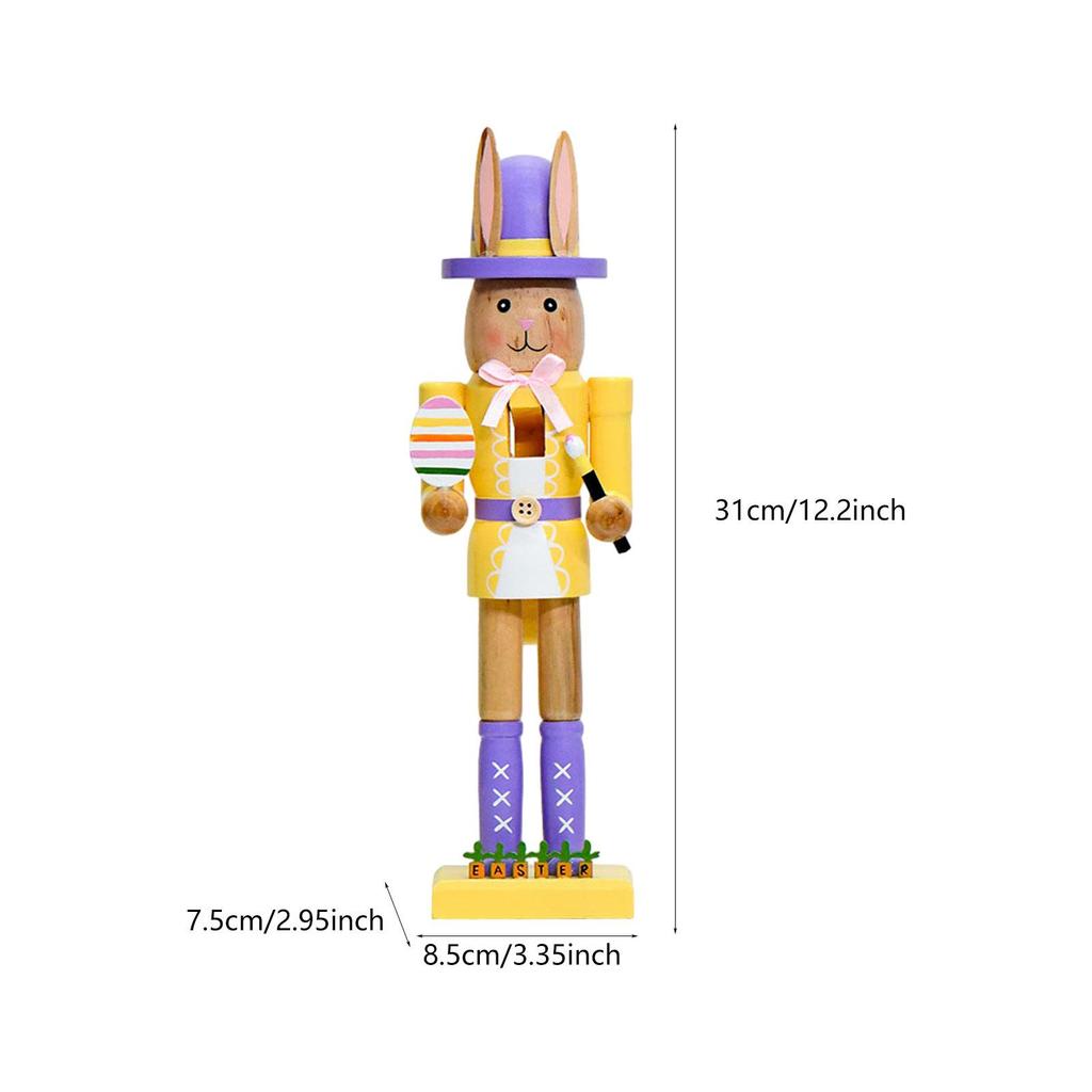 Easter Decor Party Supplies Decorative Rabbits Nutcracker Wooden Ornament for Festival Farmhouse Desktop Bookshelf Dining Room