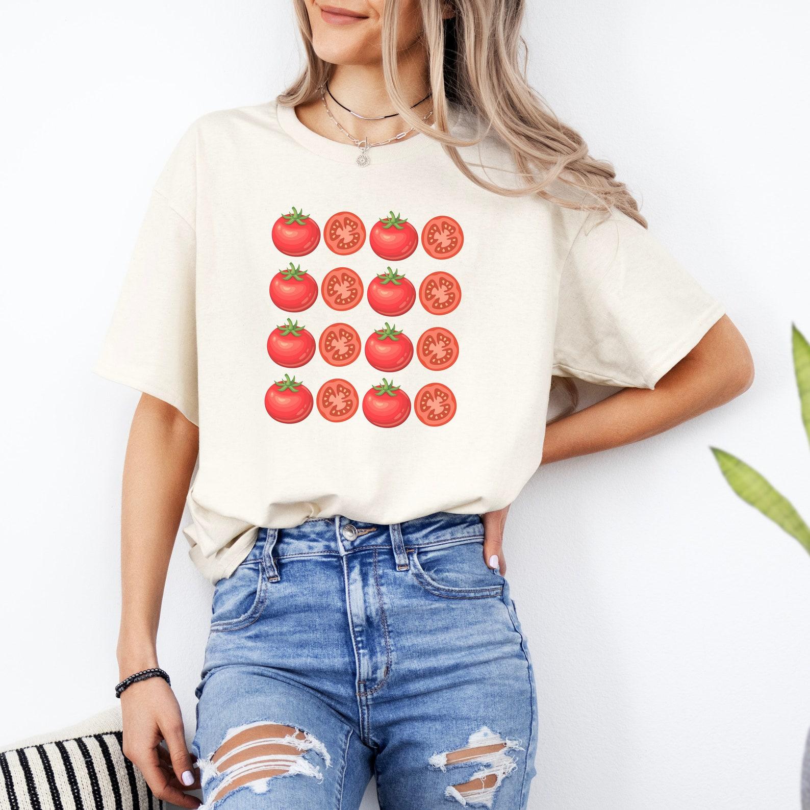 Tomato Shirt, Graphic Tee, Garden Shirt, Screen Printed Tshirt, Vegetable Screen Print Shirt, Foodie, Tomatoes, Gift for Gardener,Unisex Tee 2XL