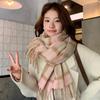 2025 Korean imitation cashmere scarf women's autumn and winter high-end warm shawl cute versatile plaid scarf