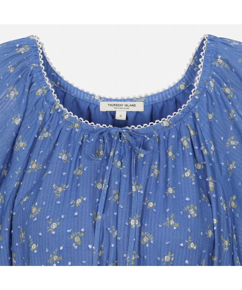 THURSDAY ISLAND Flower Puff Sleeve Long Dress_T264Mop249W
