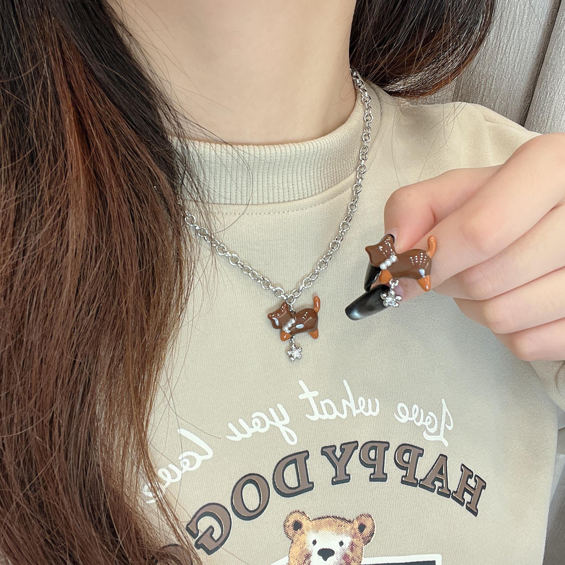 

Ожерелье с подвеской в виде таксы — универсальная роскошная цепочка для свитера для женщин и студентов N1347