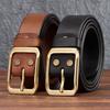 Belt Men's Leather Pin Buckle Pure Cowhide Copper Buckle Vintage Distressed Workwear Belt Soft and Durable Pure Cowhide Trouser Belt