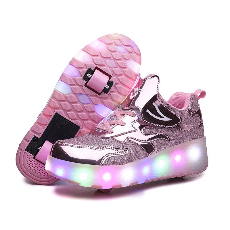 LED Light-Up Roller Shoes: Single/Double Wheel Wheeled Skates for Students