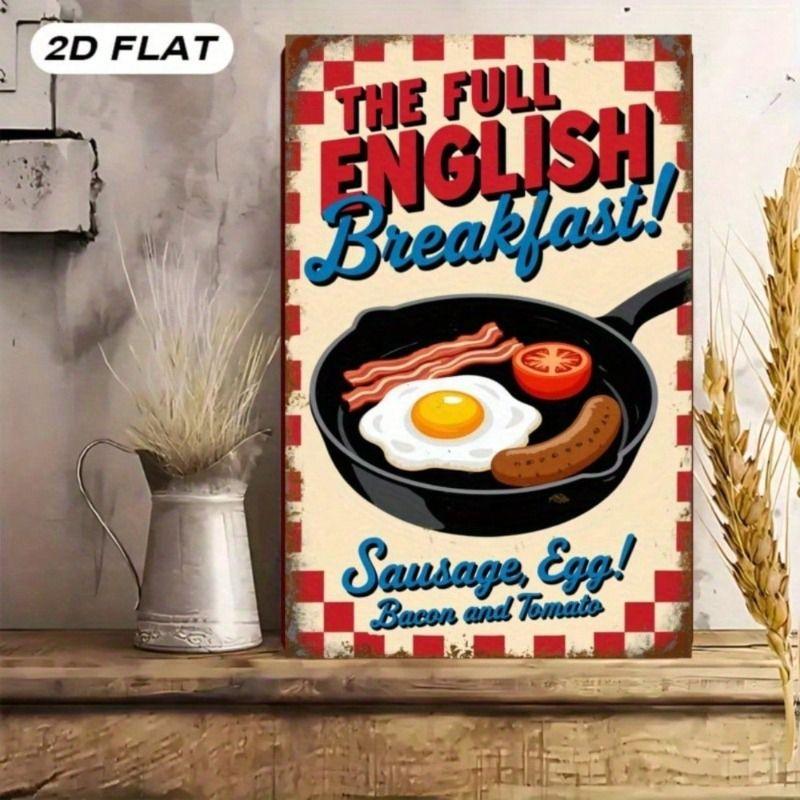 Vintage Breakfast Egg Bacon Metal Poster Wall Art Kitchen Decor