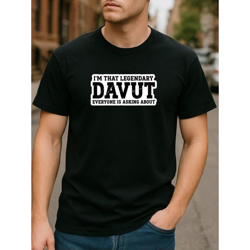 

European Sizes I M THAT LEGENDARY DAVUT English Slogan, Lightweight Round-neck Short-sleeved Shirt, Men s Casual Short-sle... S разноцветный