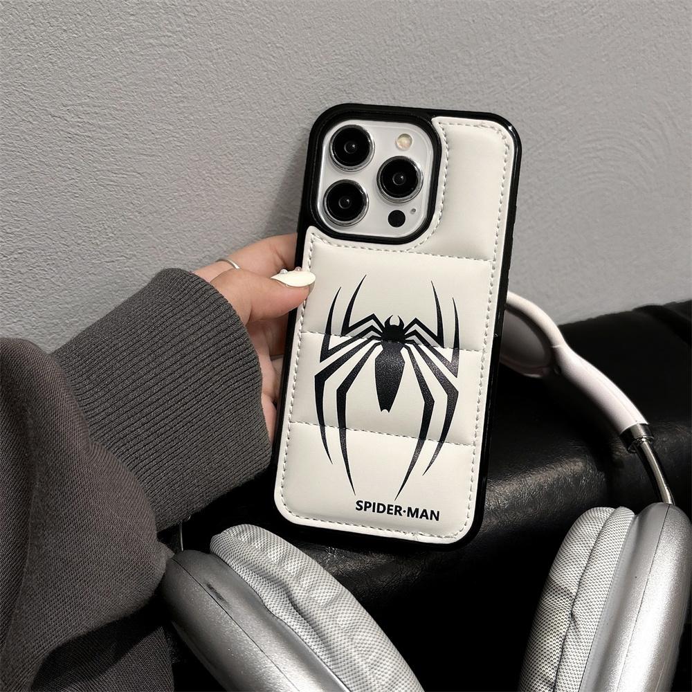 Red Spider Puffer Phone Case Man Black and White 3D Shockproof Phone Covers for iPhone 16 15 14 13 12 11 Pro Max Case for Sons