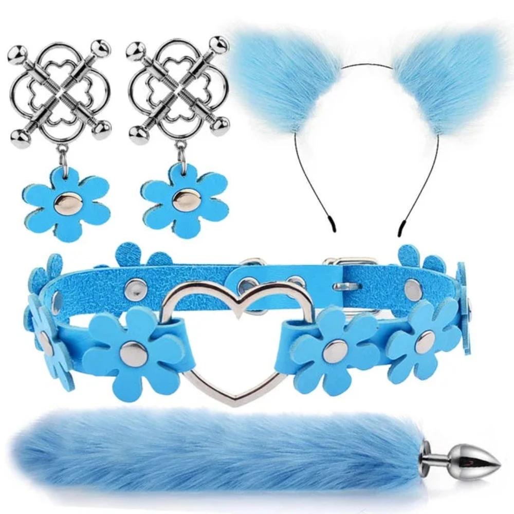 Cute Fox Tail Anal Plug Cat Ears Headbands Set Adult Toys For Women Butt Plug Tails