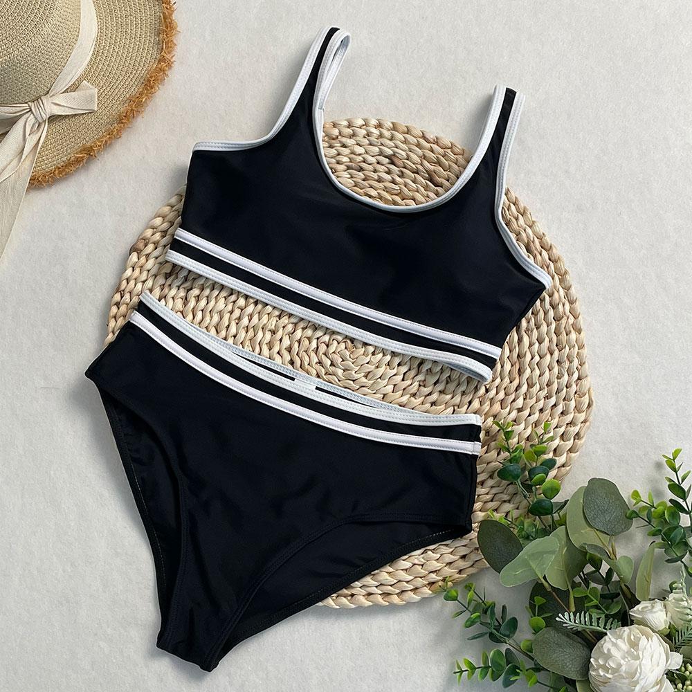 OFTBUY 2025 New Summer Sexy Sports Style High-waisted Swimsuit Women 2 Pieces Bikini Set Removable Bra Beach Swimwear Female