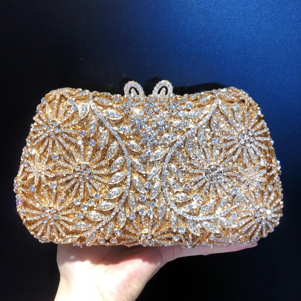 Mermaid Handmade Diamond-encrusted Evening Bag Foreign Trade Empty Metal Hard Box Full of Diamonds Hand Bag for Women Stone Clut