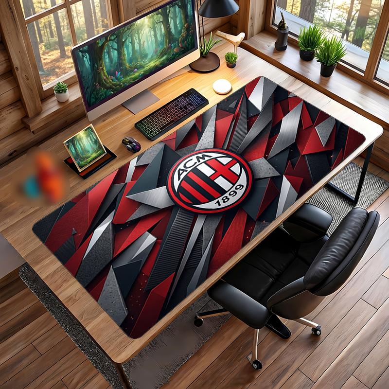משטח עכבר גדול מודפס AC Milan, משטח שולחן גיימינג מגומי רך מונע החלקה לקישוט משרד, מחשב נייד, מחשב