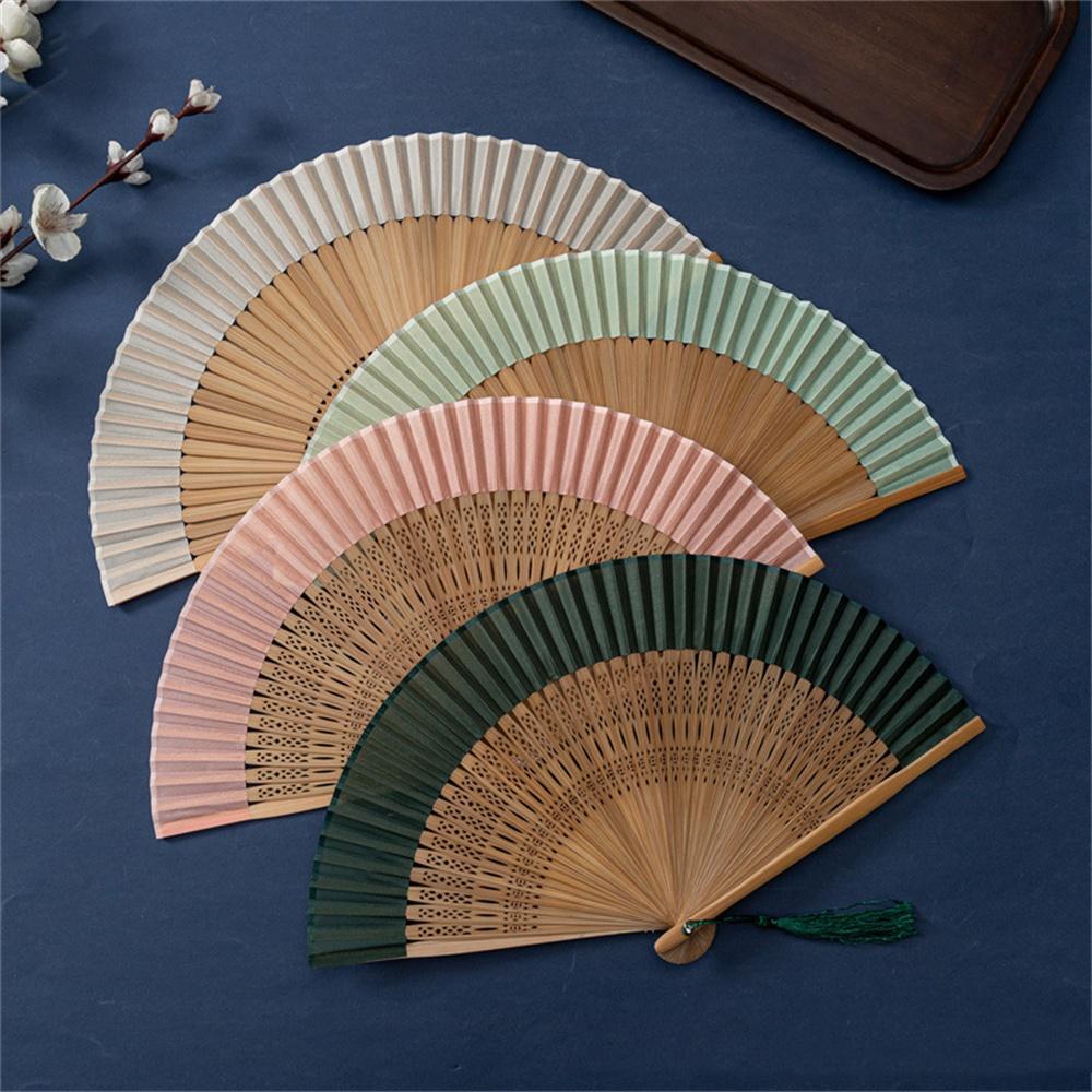 Solid Color Vintage Fan Folding Fan Chinese Fan for Dance Performance Summer Accessory Wedding Party