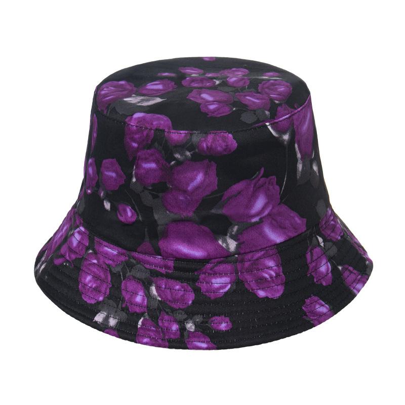 Style Tropical Black And White Leaf Flower Print Shade Doublesided Fisherman Hat
